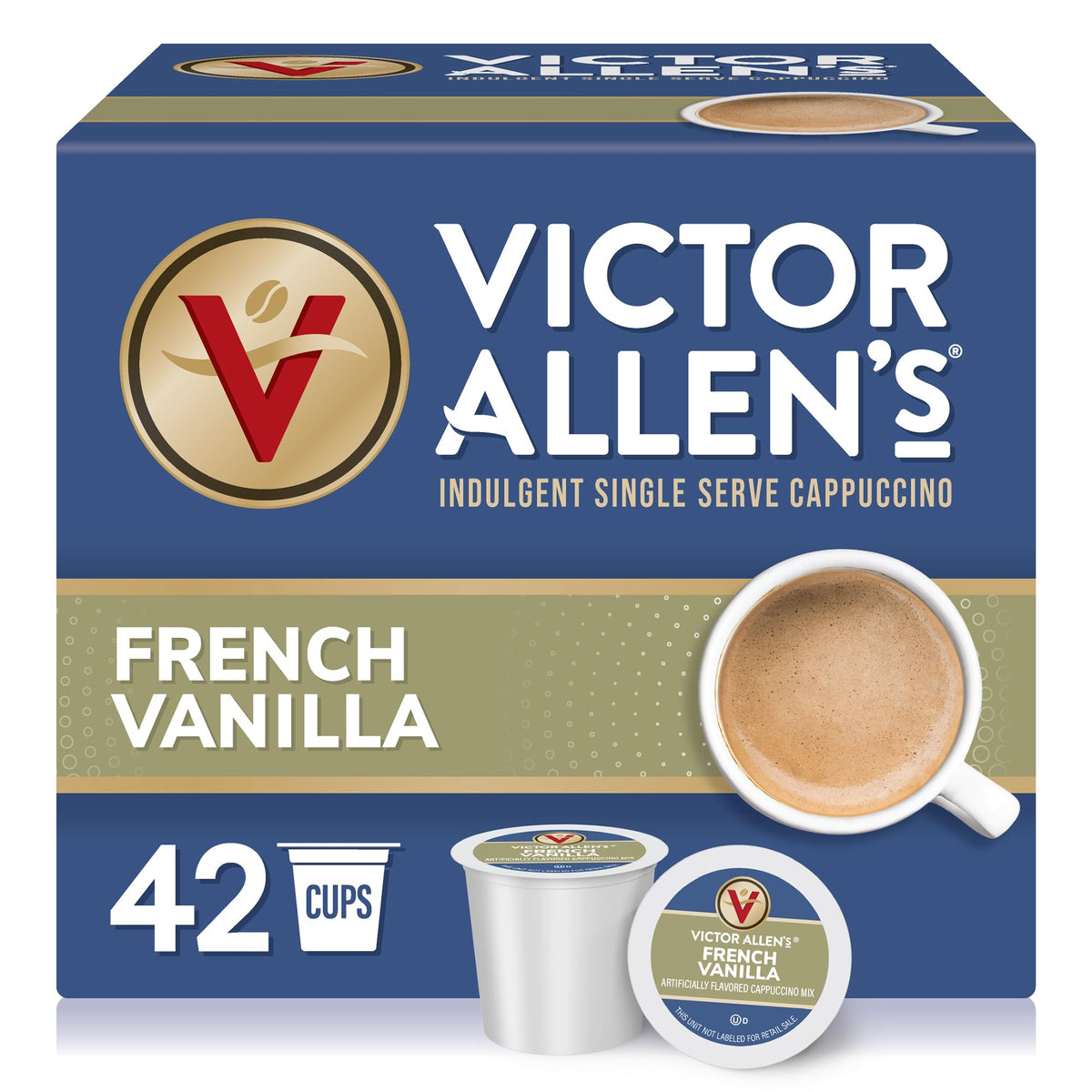 Victor Allen's French Vanilla cappuccino pods 42-count box for quick mornings