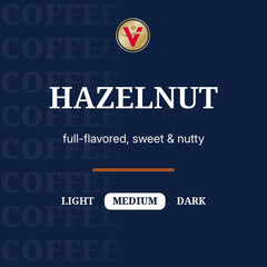 Hazelnut flavored pod resting in a Keurig-compatible system