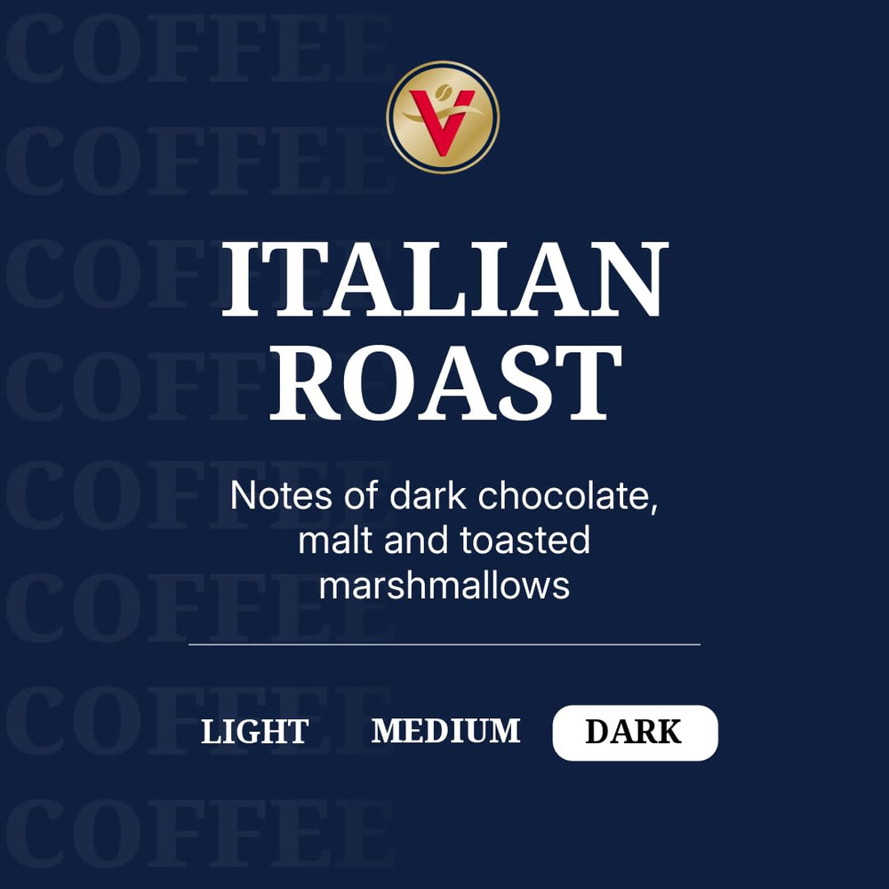 Victor Allen's Italian Roast pods brewing into a rich bold cup