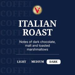 Victor Allen's Italian Roast pods brewing into a rich bold cup