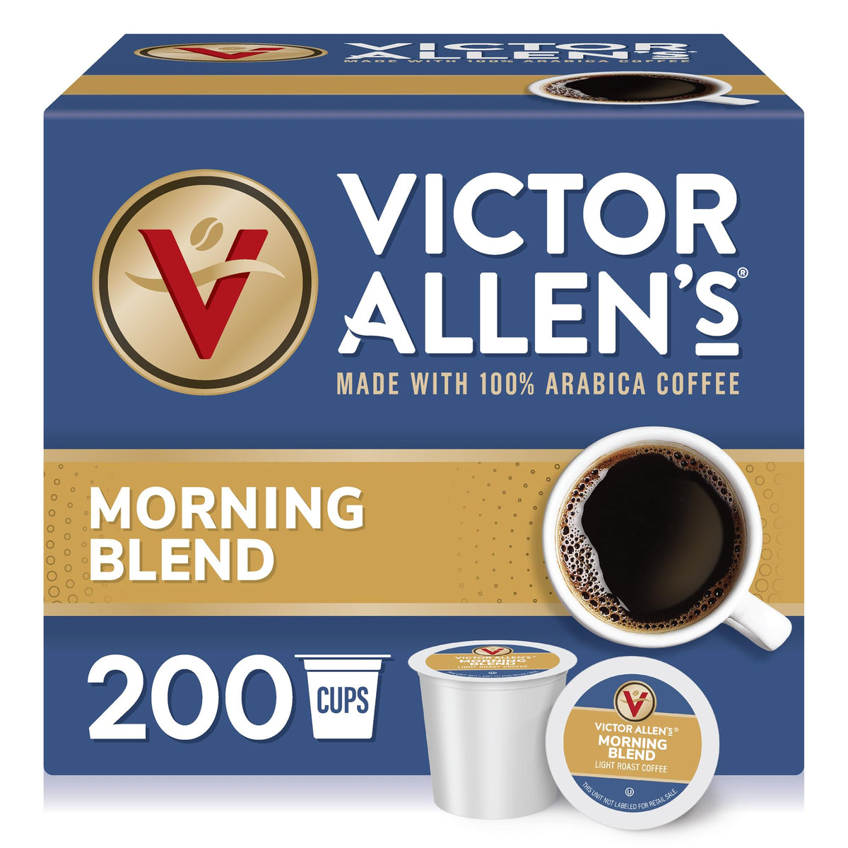 Victor Allen's Morning Blend pods packshot highlighting convenient single-serve coffee