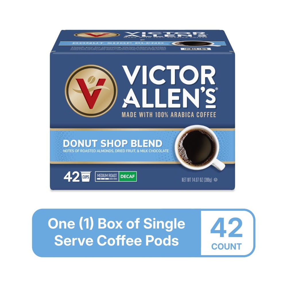 Victor Allen's Coffee pod brew setup showing medium roast flavor.