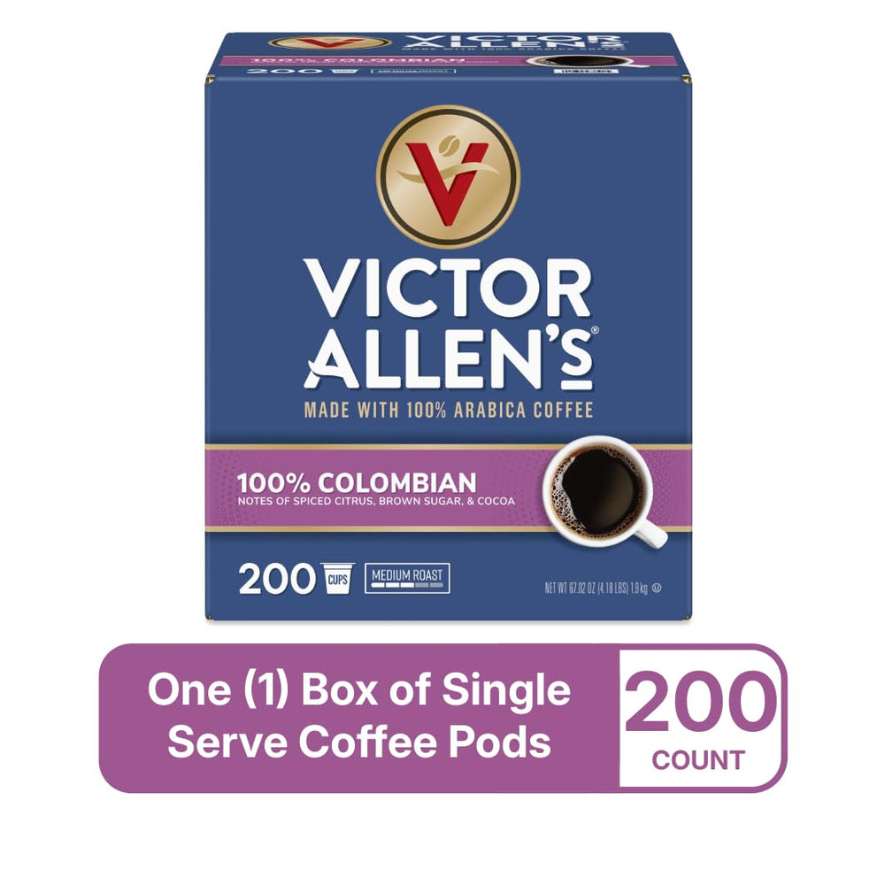 Victor Allen's Coffee 100% Colombian single-serve pods for quick brew.