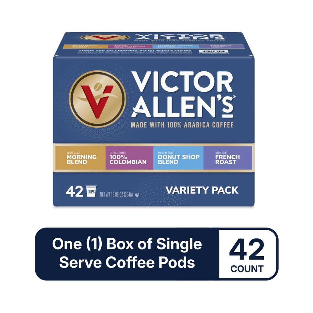 Victor Allen's Donut Shop Blend pods provide a balanced, mellow-to-bold brew.