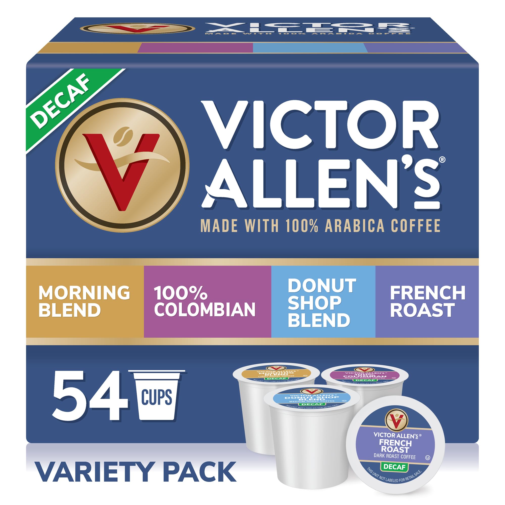 Victor Allen's Decaf Donut Shop Blend pod for a smooth, caffeine-free daily brew.