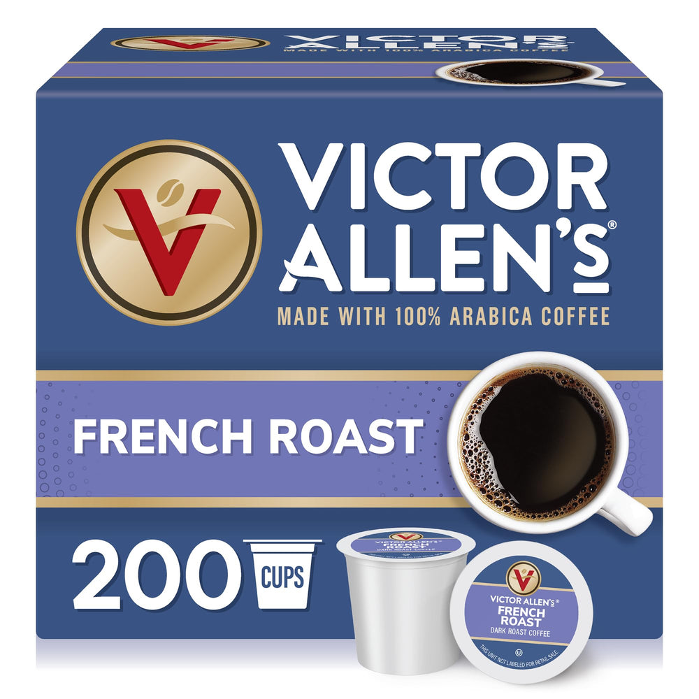 Victor Allen's French Roast pods in a 200-count box for busy mornings