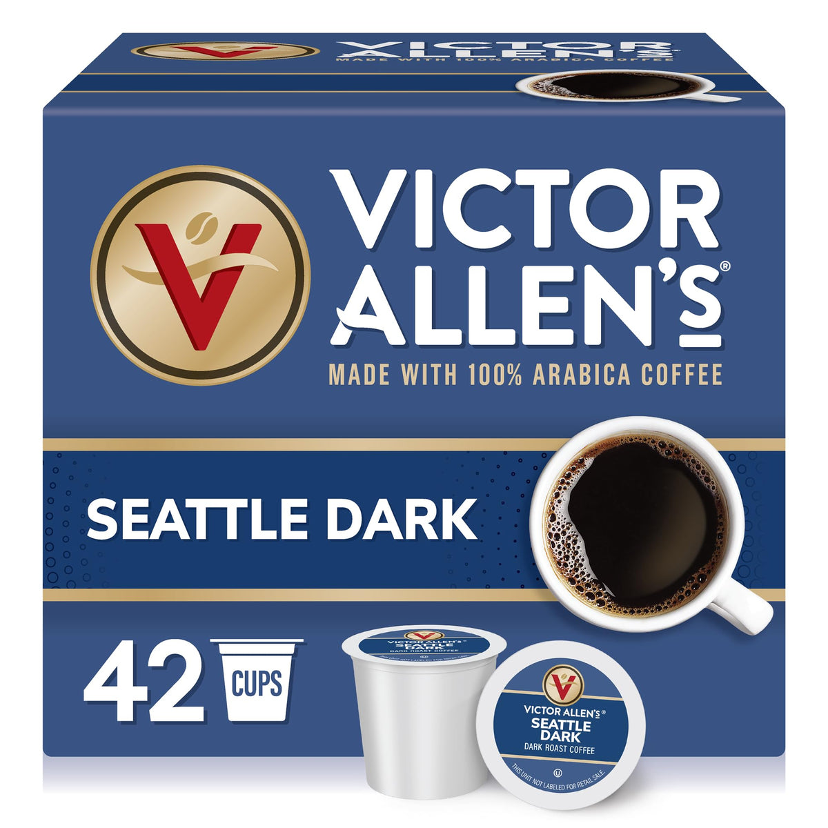 Victor Allen's Seattle Dark pod pack ready for Keurig brewing.