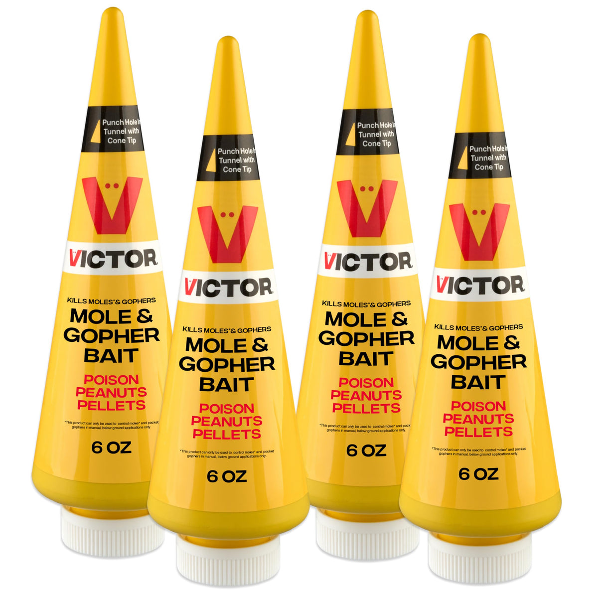 Victor M6006 poison peanuts container ready for mole and gopher bait