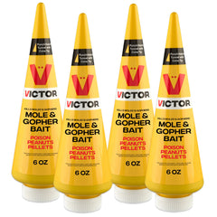 Victor M6006 poison peanuts container ready for mole and gopher bait