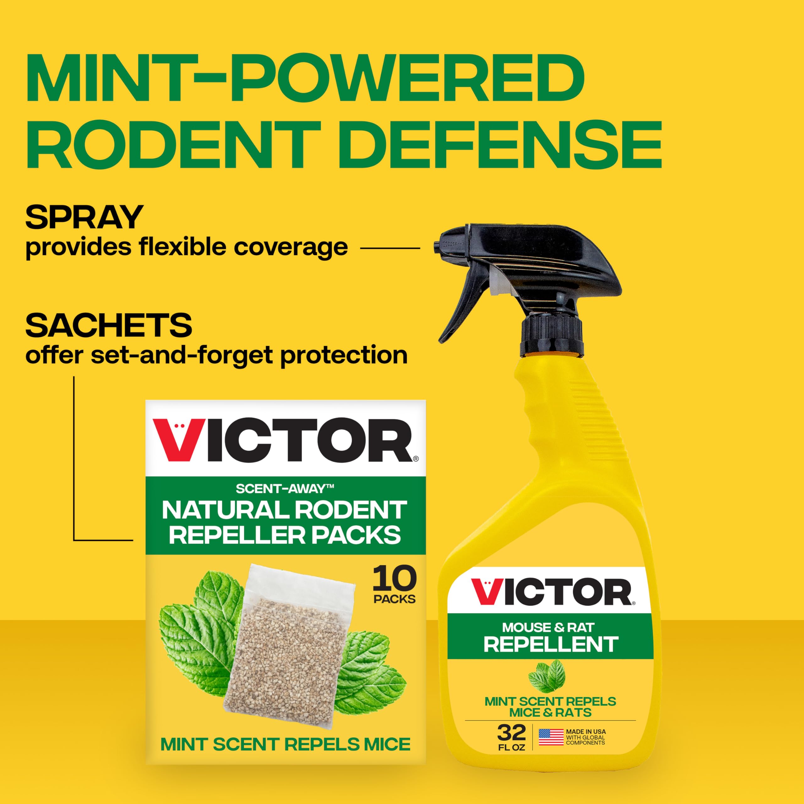 Victor M805 Scent-Away sachets tucked in attic for deterrence.