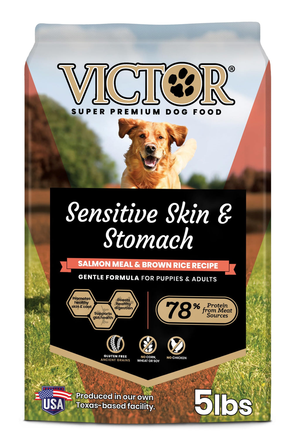 VICTOR Sac croquettes sensible peau-estomac – montre formule douce favorisant digestion potentielle.