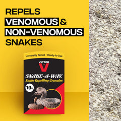 Victor Snake-A-Way 10 lb bag ready for outdoor snake deterrence.