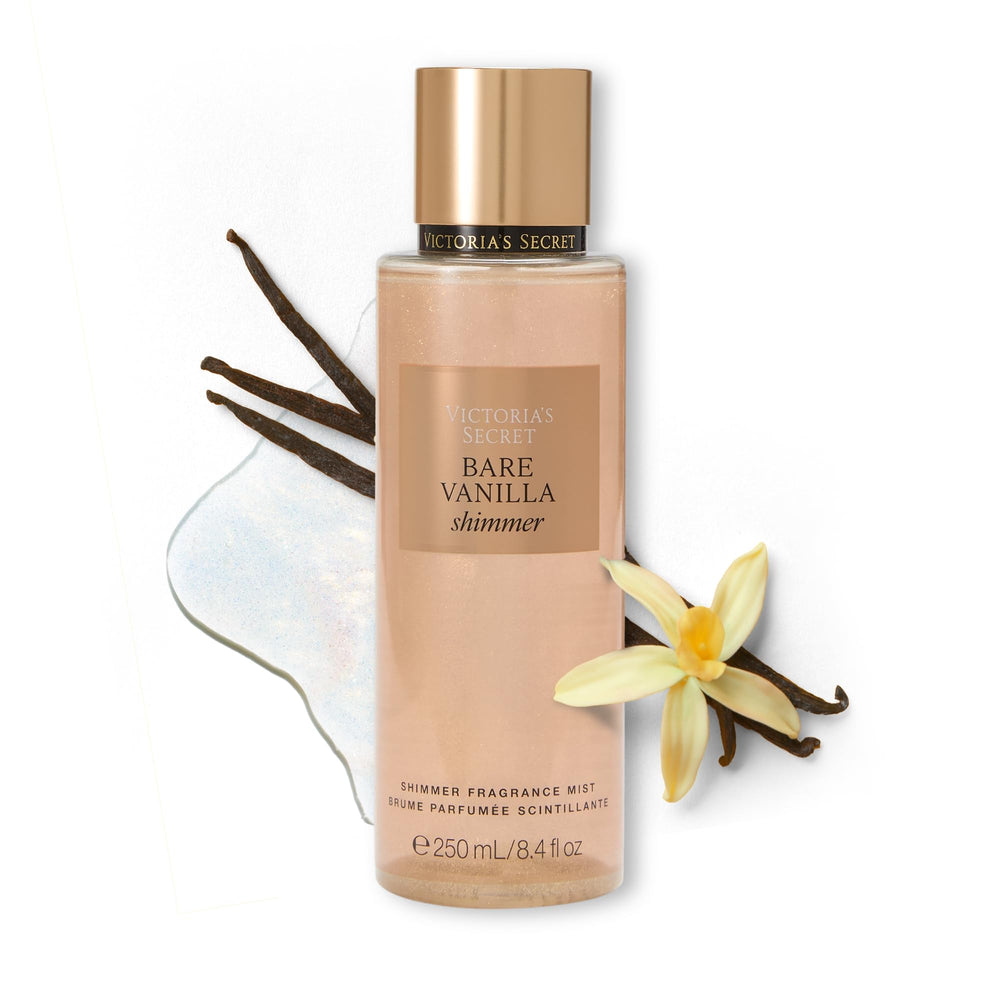 Victoria's Secret Bare Vanilla Shimmer Mist bottle front, radiant scent