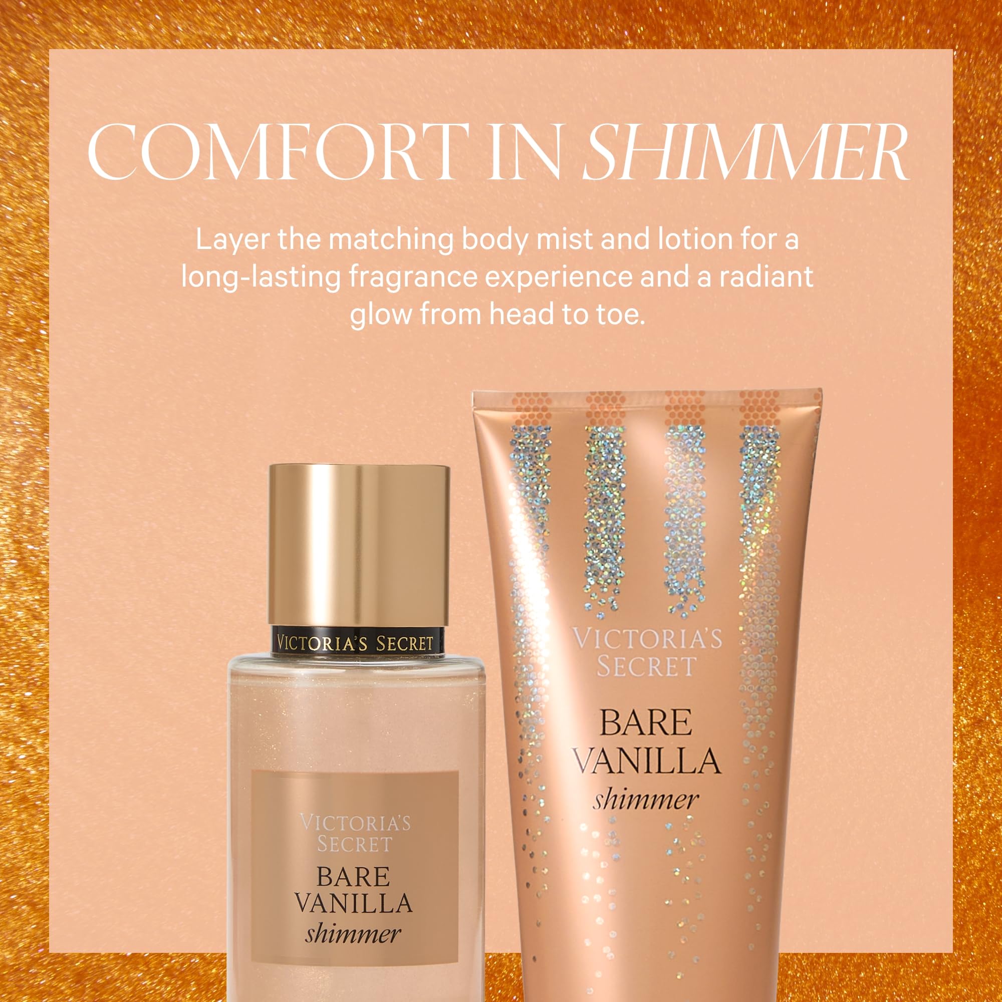 Victoria's Secret Bare Vanilla Shimmer Mist glittery finish for radiant skin