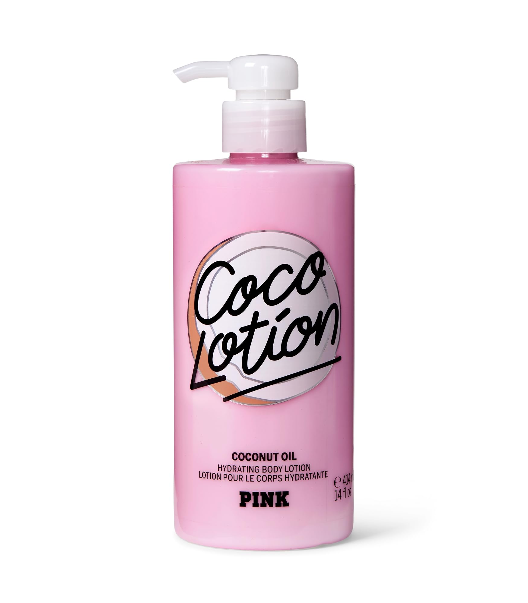 Victoria's Secret Pink Coco Hydrating Body Lotion bottle with coconut oil for deep moisture