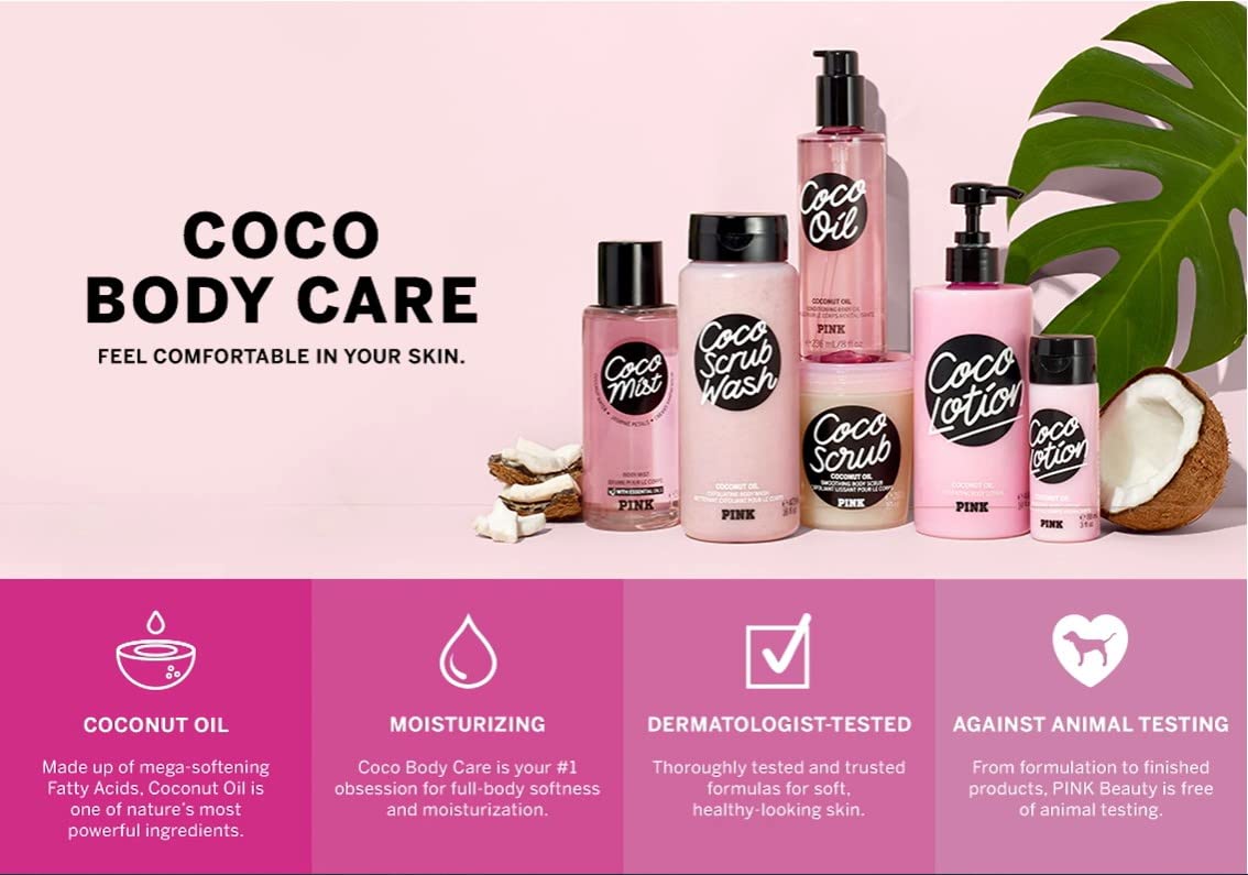 Sustainable packaging: recycled bottle of Victoria's Secret Pink Coco Hydrating Lotion