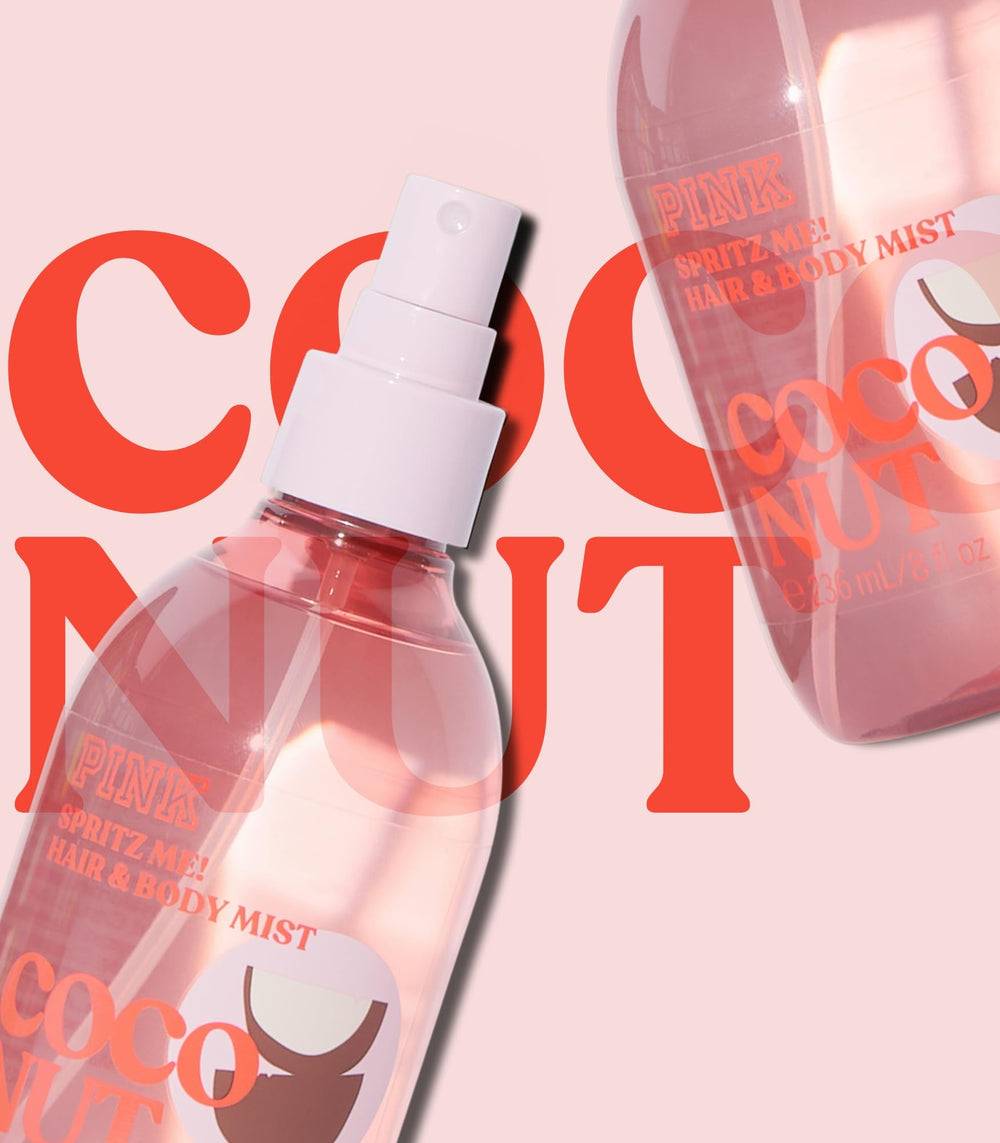 Victoria's Secret PINK Coconut Mist spray in action delivers airy scent and cooling feel
