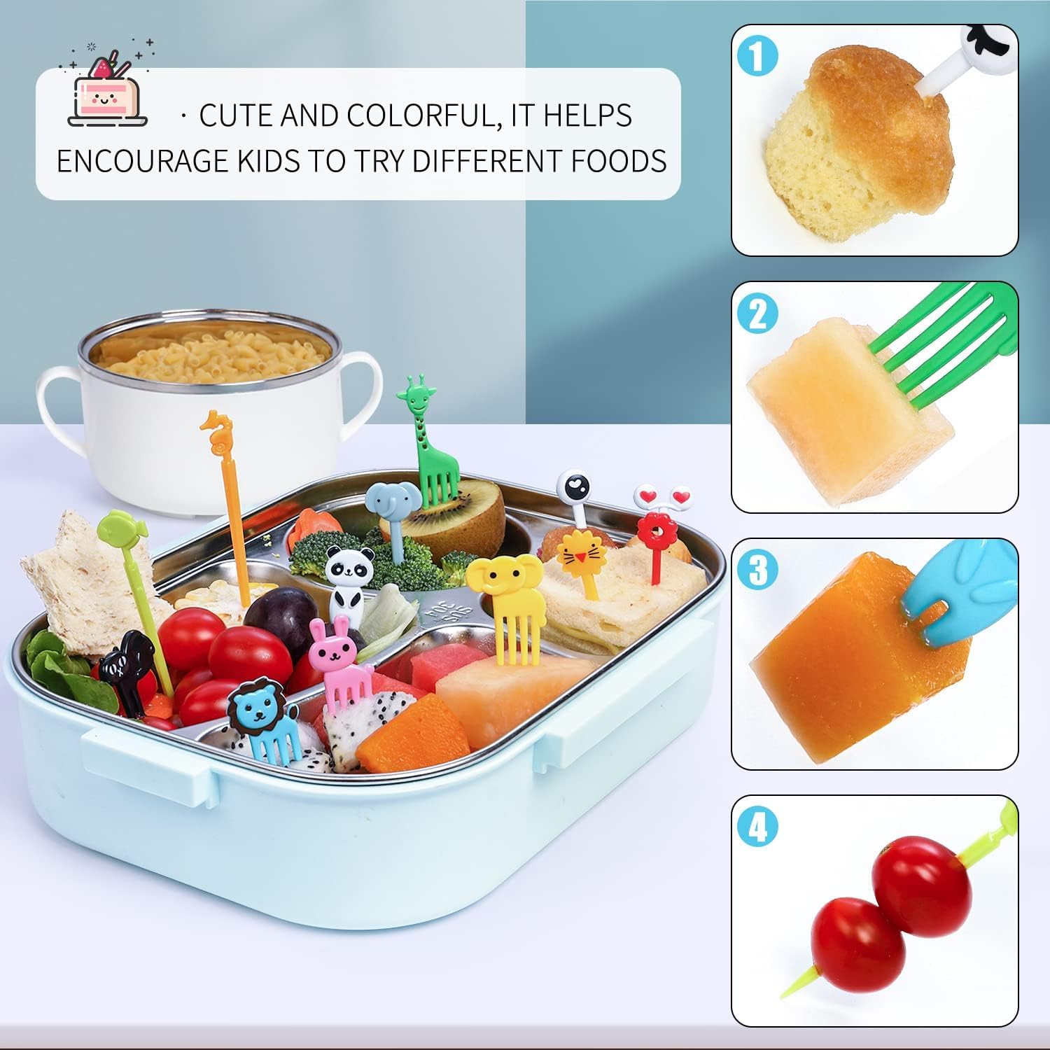 Vicuna R cat pick adds whimsy to sandwiches and fruit.
