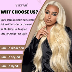 VICYAO 613 body wave blonde bundles weft closeup showing tight, tangle-free weave.