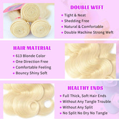 VICYAO 613 body wave blonde hair with soft texture for daily wear.