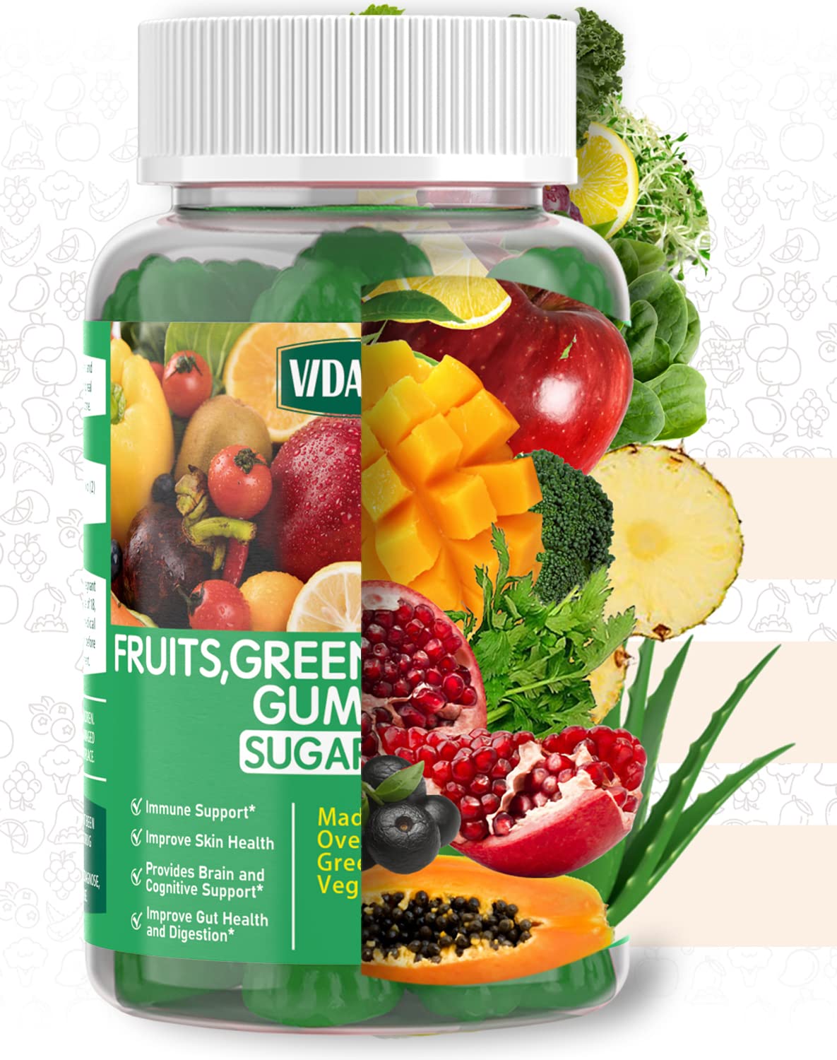 Gummies with label emphasizing gut-friendly, gentle digestion support.