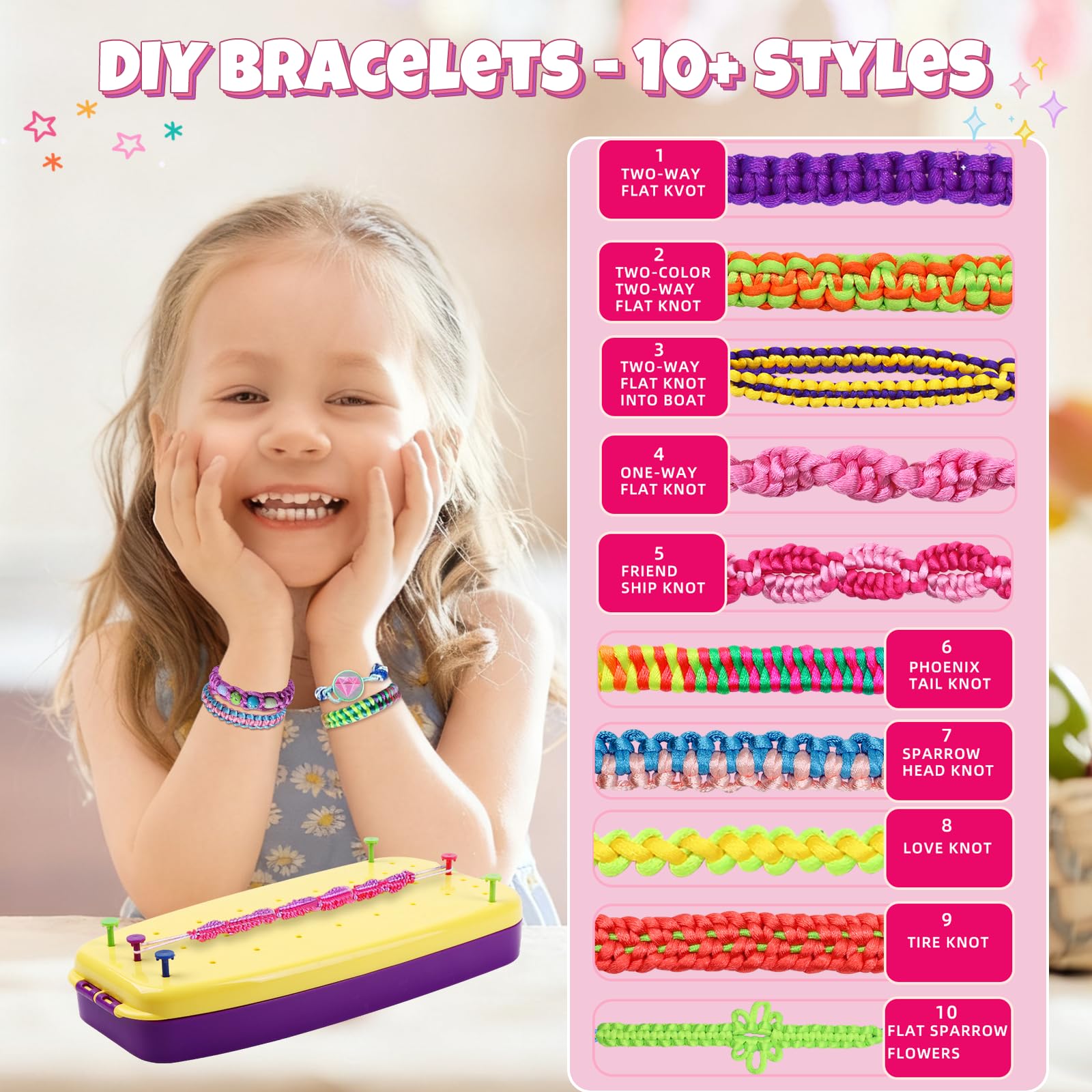 VIDIBESTY vibrant threads enable stylish, personalized bracelets or hair accessories.