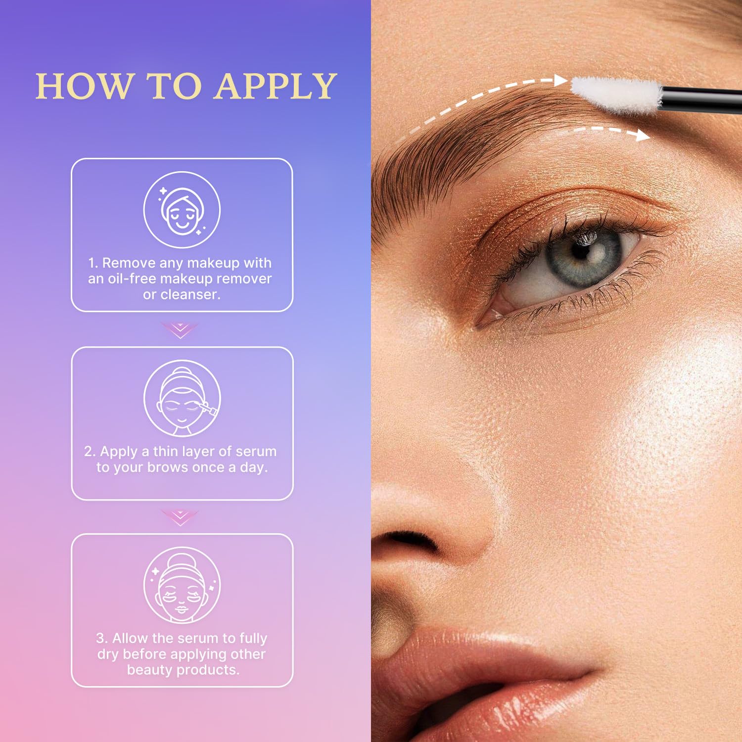 VieBeauti Eyebrow Growth Serum vegan cruelty-free icon emphasizes ethical skincare choice.