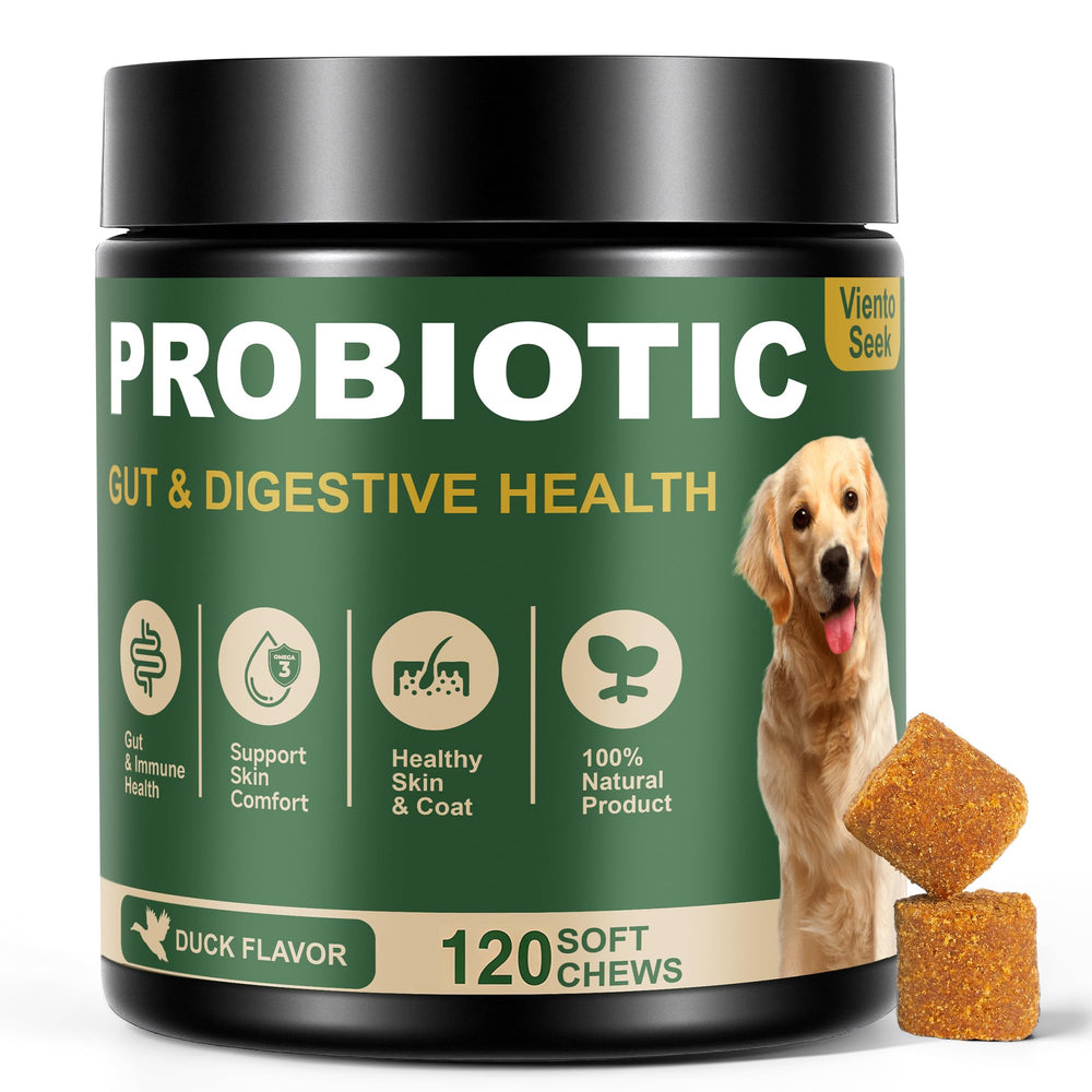 VientoSeek duck probiotics bottle for dogs supports digestive balance.
