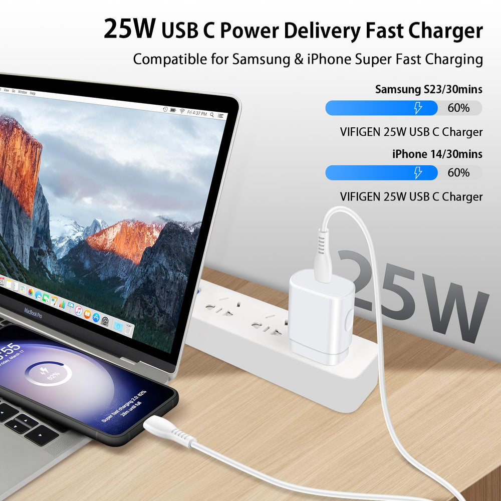 VIFIGEN 6ft USB-C to USB-C cable extends reach for comfortable charging