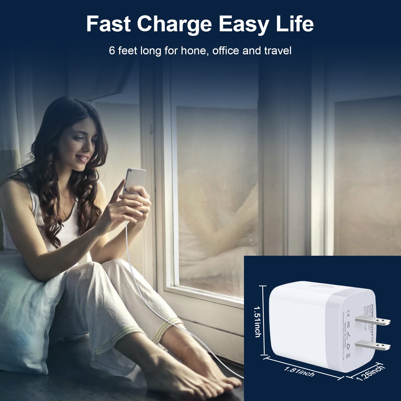 VIFIGEN compact white charger with included cable for easy setup.