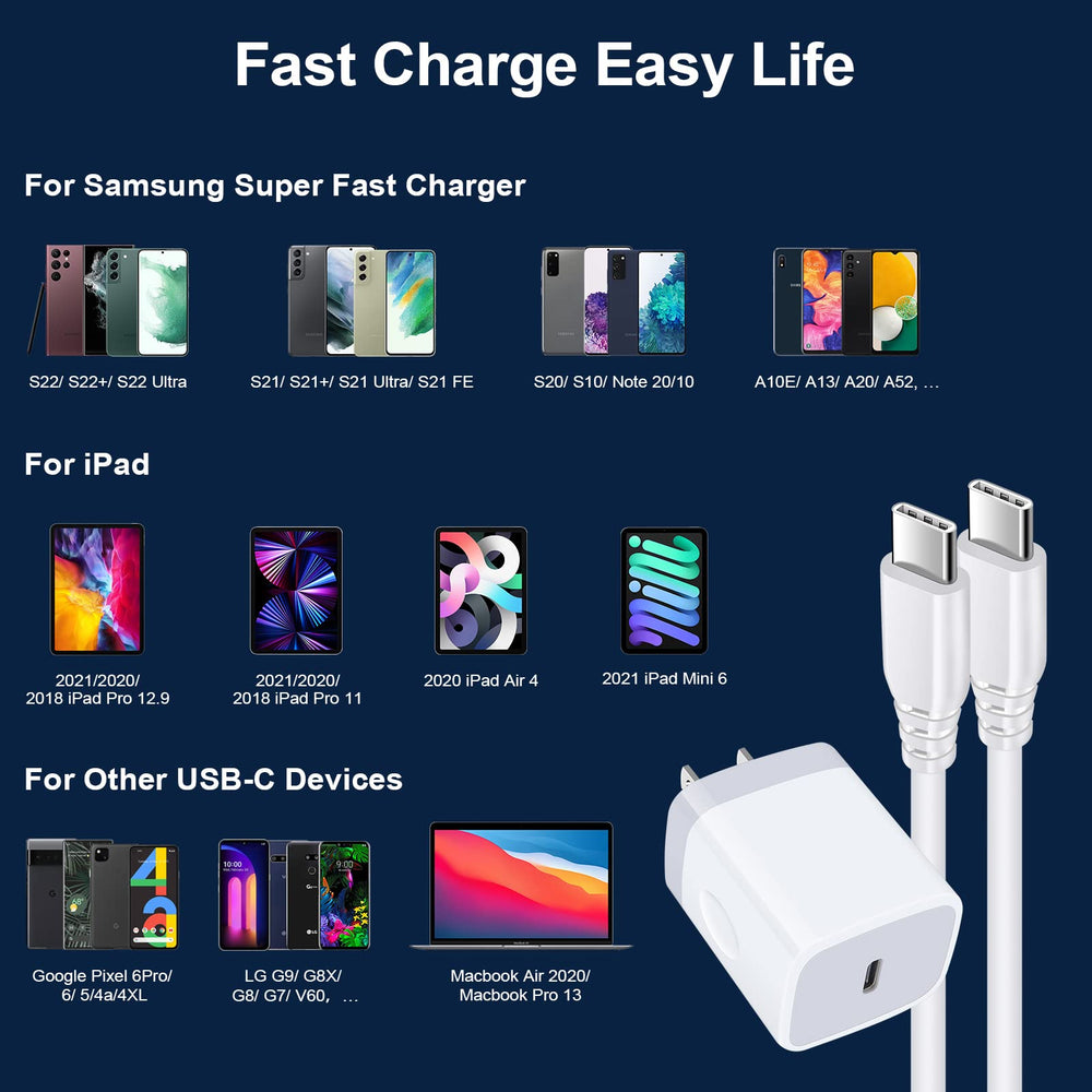 VIFIGEN 6ft Type-C to Type-C cable for stable data sync and power.
