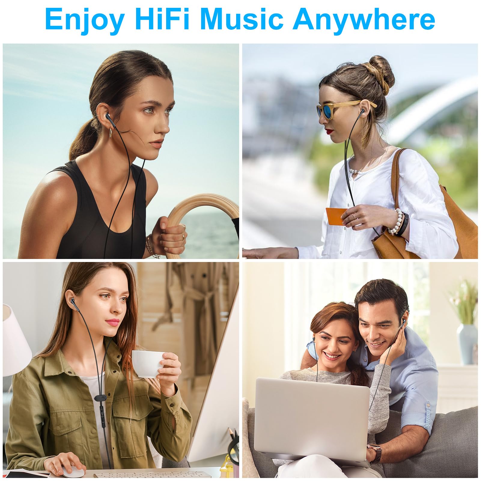 VIFIGEN USB-C wired earbuds include a clip to prevent cord tangles.