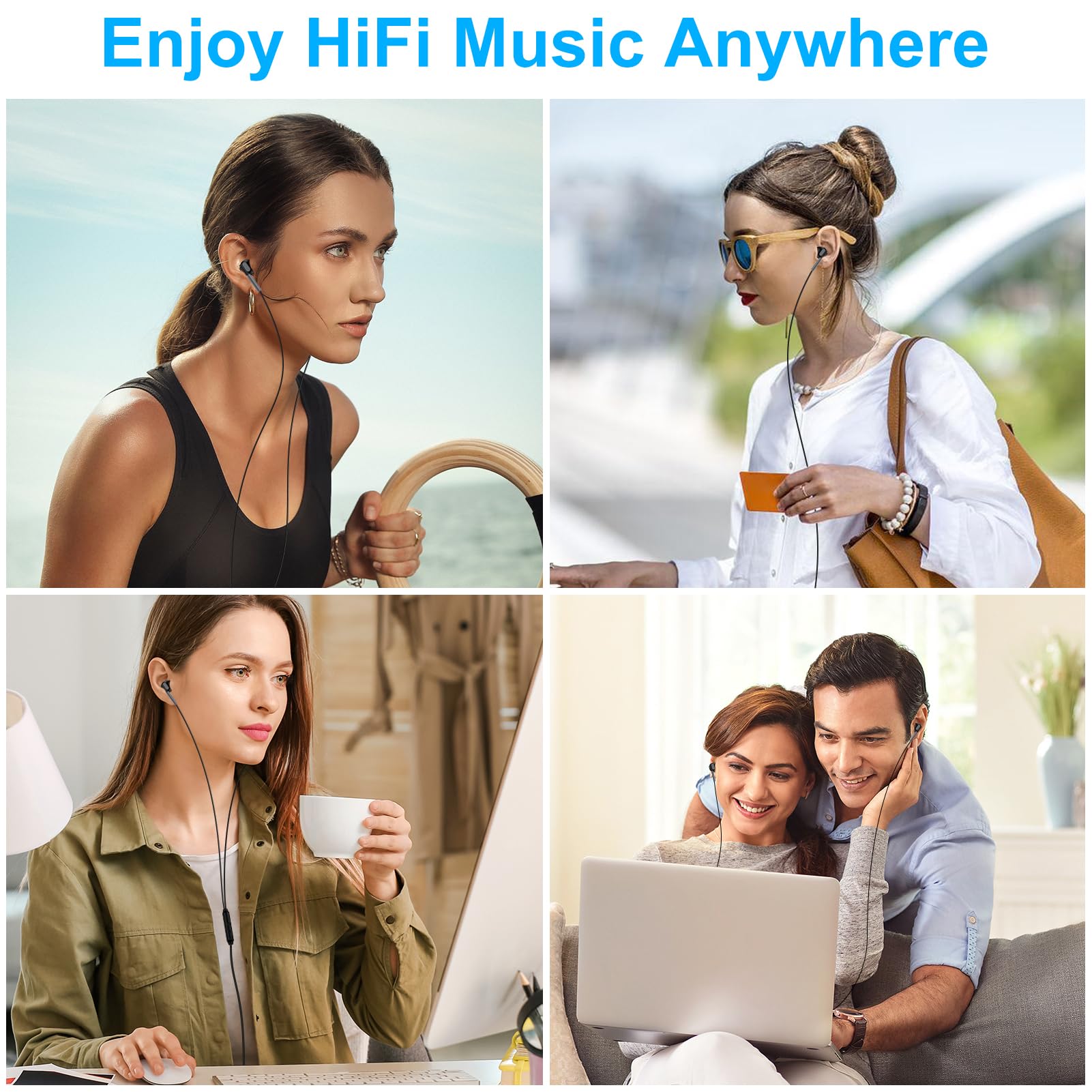 VIFIGEN USB-C earbuds ergonomic in-ear fit for long listening sessions.