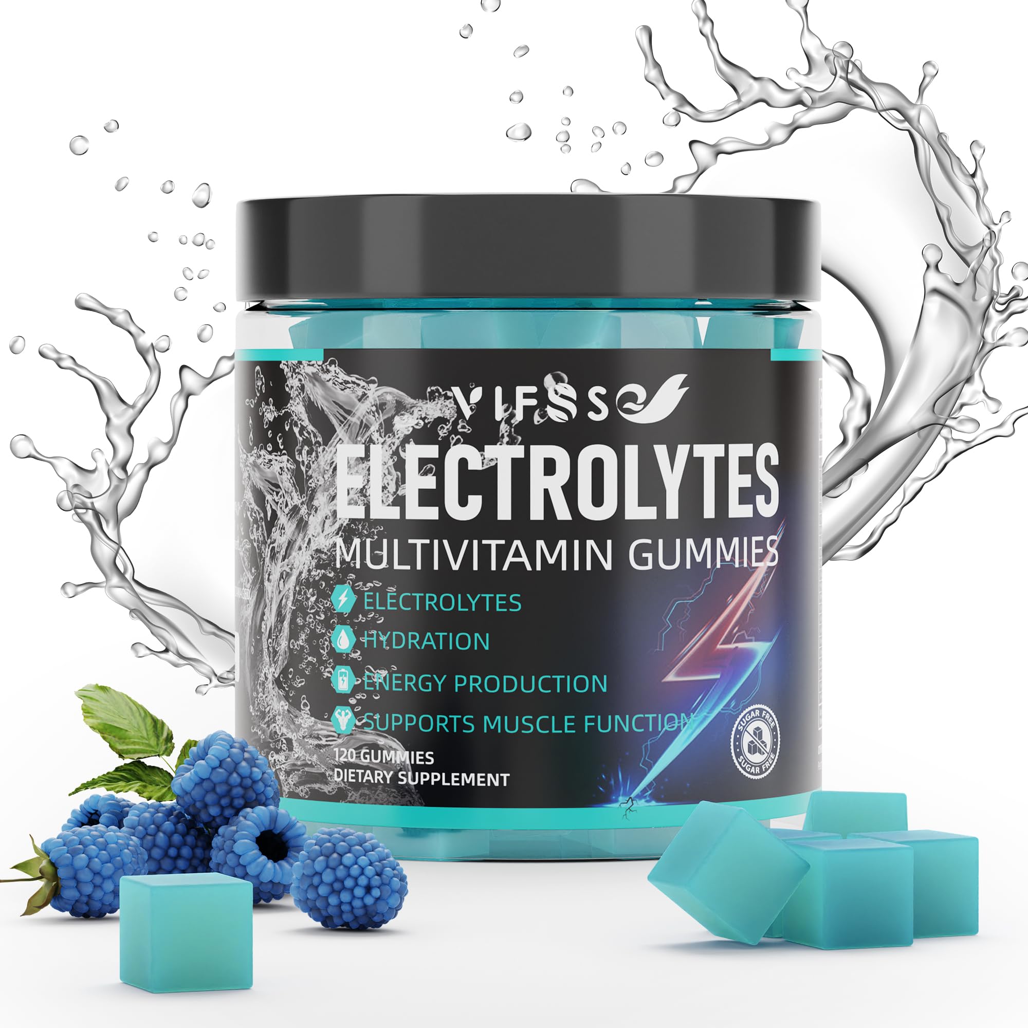 VIFSSG Electrolyte Gummies blue raspberry bottle for on-the-go hydration
