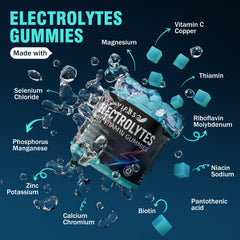 Close-up of VIFSSG gummies showing blue raspberry flavor