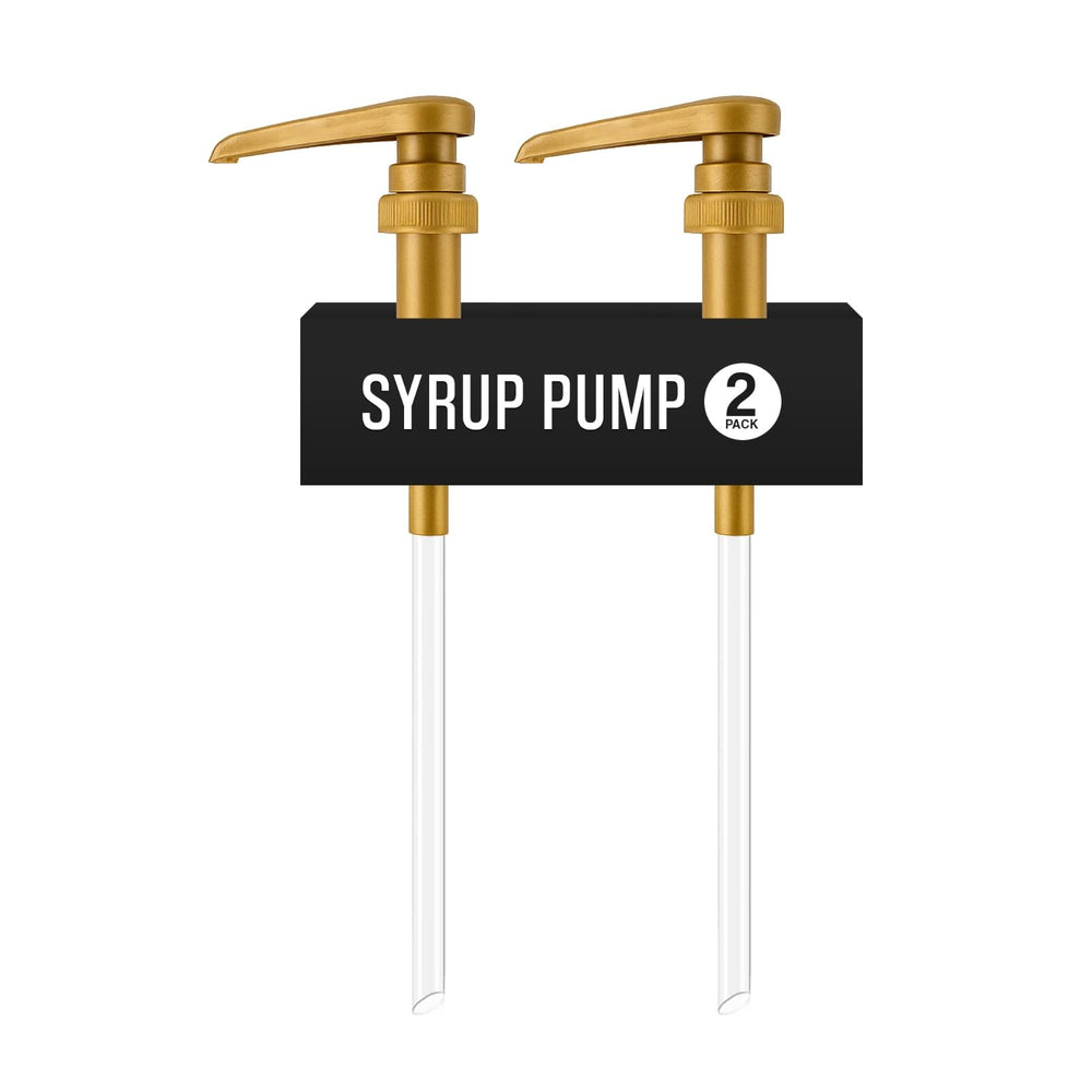 VIGOR PATH 2-Pack Gold Syrup Pumps front view for precise, mess-free pouring