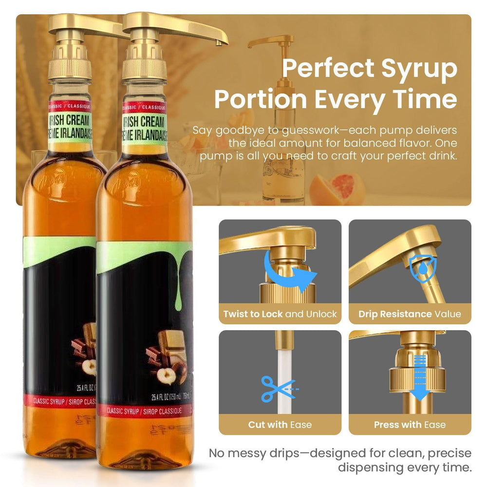 VIGOR PATH 2-Pack Gold Syrup Pumps suited for professional use