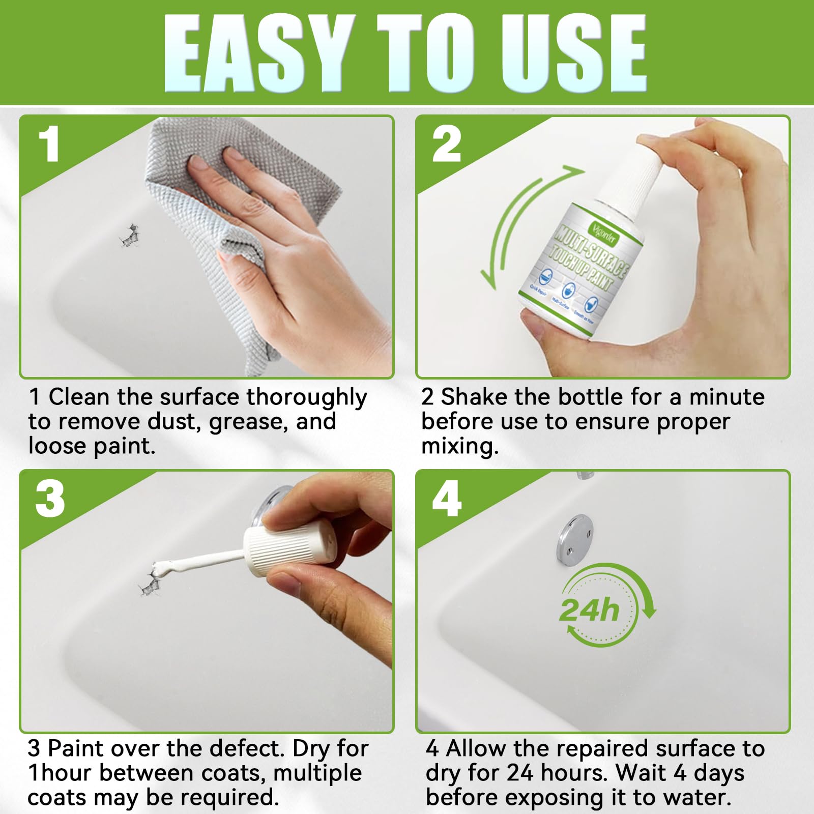 Vigorder white touch up paint pen used on furniture for even coverage