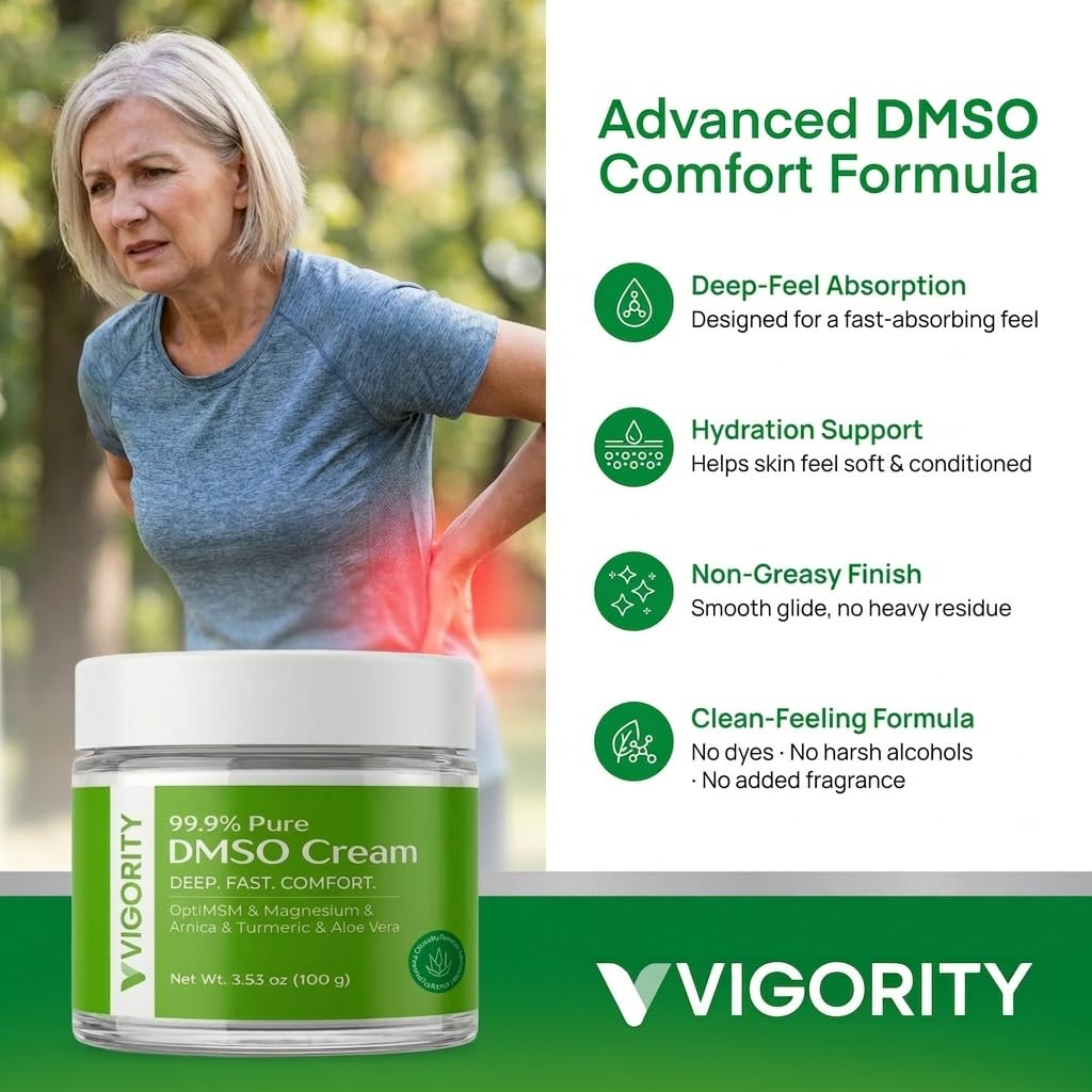 Vigority DMSO Cream massaged into shoulder muscles after activity