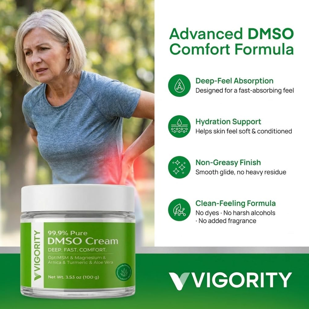 Vigority DMSO Cream massaged into shoulder muscles after activity