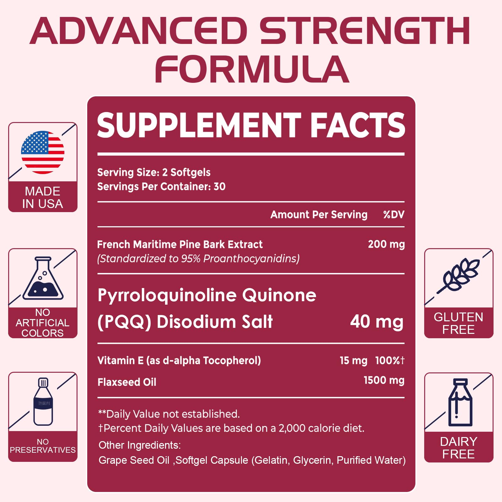 Close-up on flaxseed oil component in the Vigorizar Pycnogenol formula.