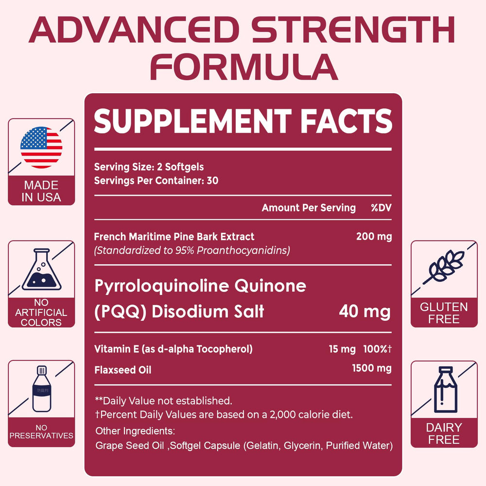 Close-up on flaxseed oil component in the Vigorizar Pycnogenol formula.