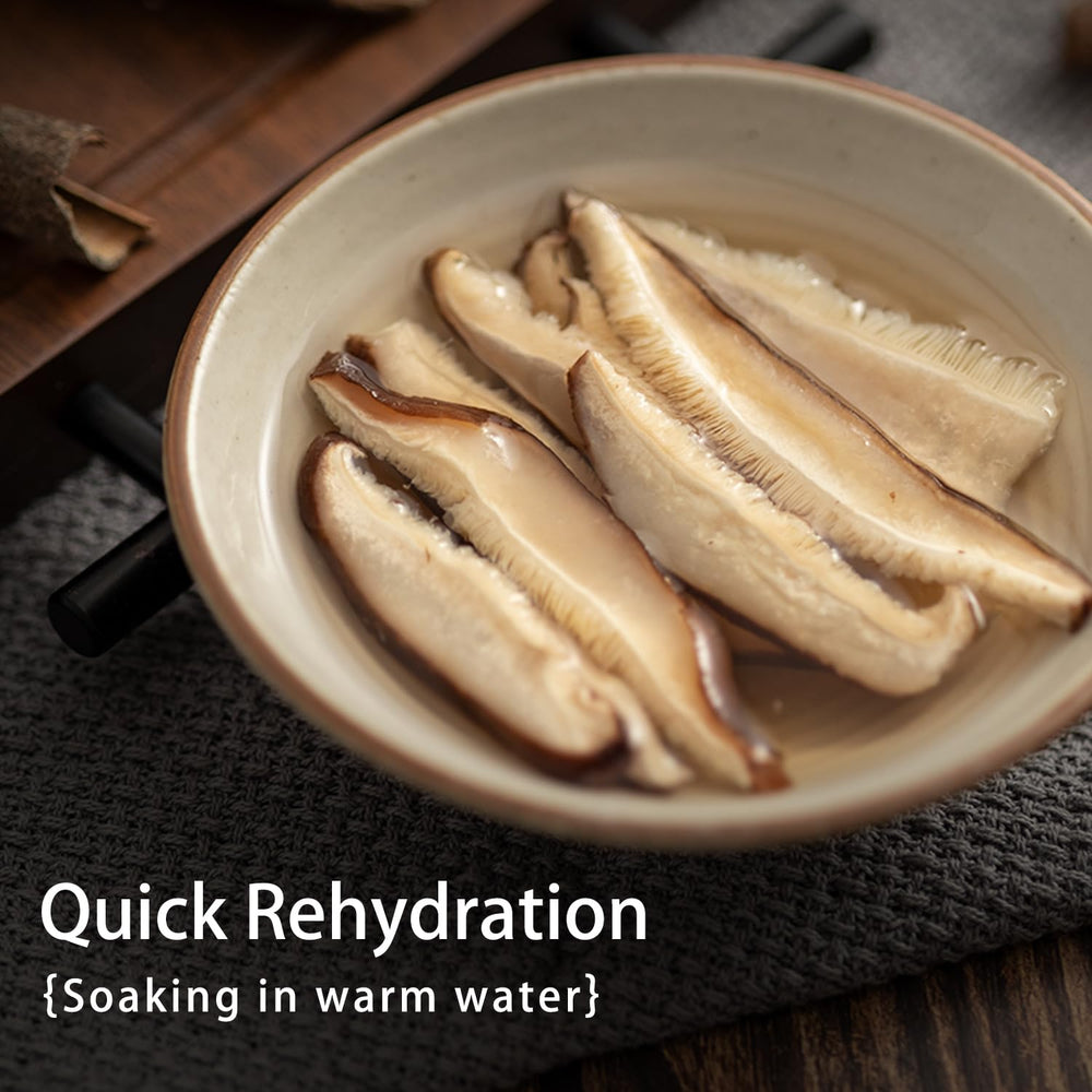 VIGOROUS MOUNTAINS shiitake aroma close-up emphasizes rich umami scent.