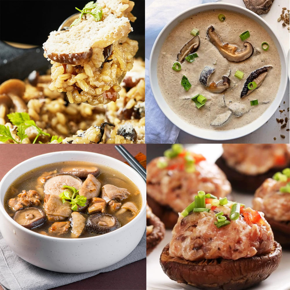 VIGOROUS MOUNTAINS shiitake mushrooms on pizza demonstrating versatile flavor