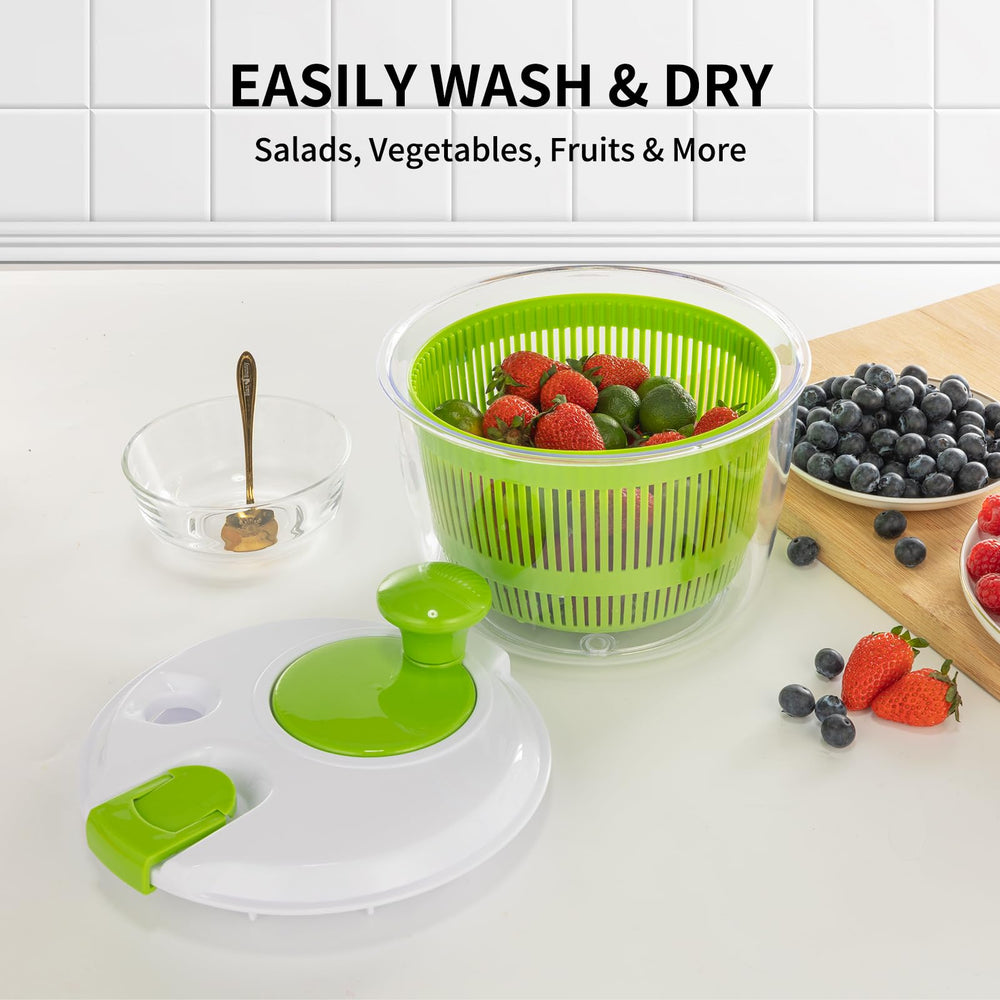 Vihoom clear bowl doubles as a serving bowl for salads.