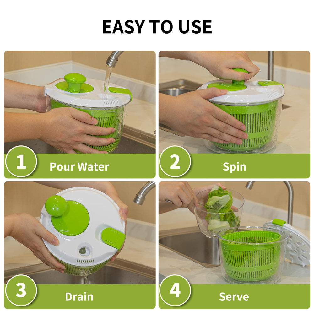 Vihoom salad spinner sits on the counter for fast, easy prep.