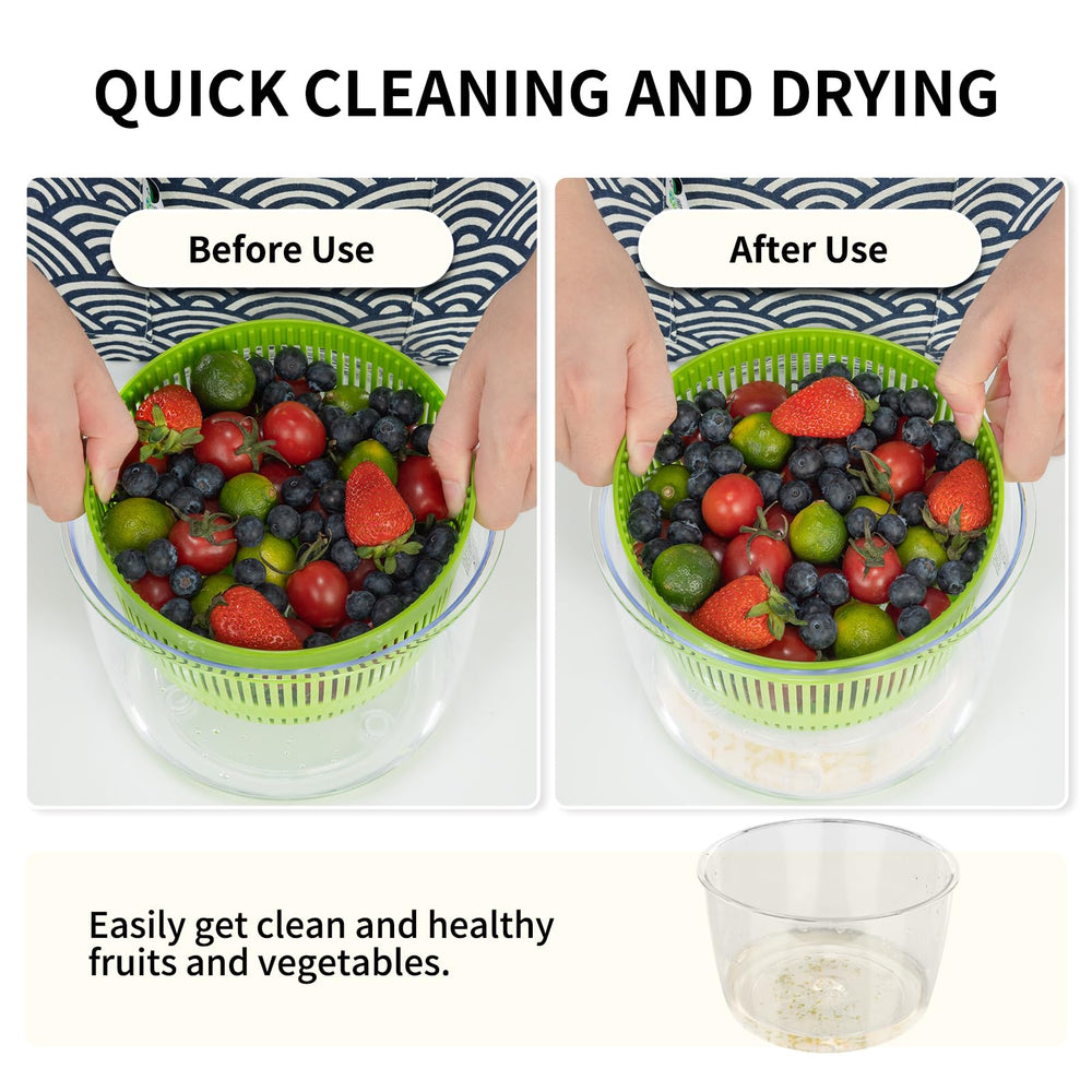 Vihoom salad spinner features a non-slip base for countertop stability.