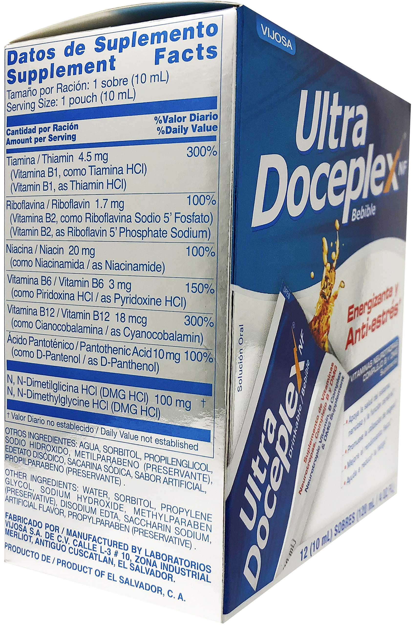 Vijosa Ultra Doceplex Energy Pouches packaging front showing portable B complex solution