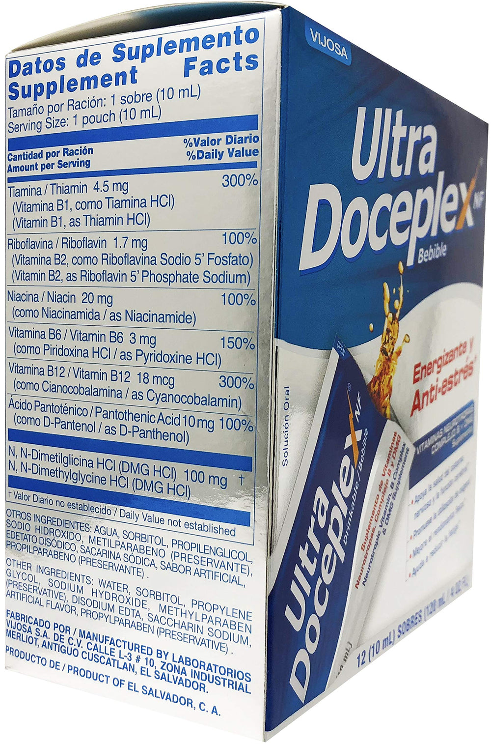 Vijosa Ultra Doceplex Energy Pouches packaging front showing portable B complex solution