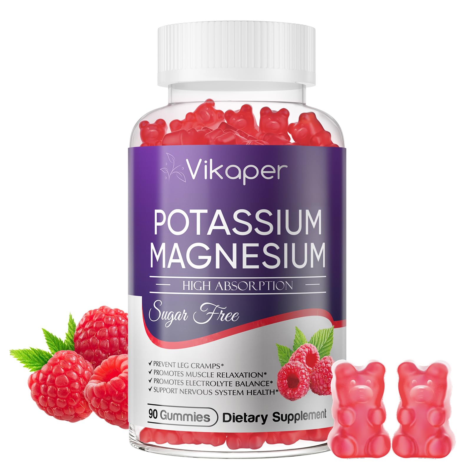 VIKAPER bottle of potassium magnesium gummies for daily wellness.